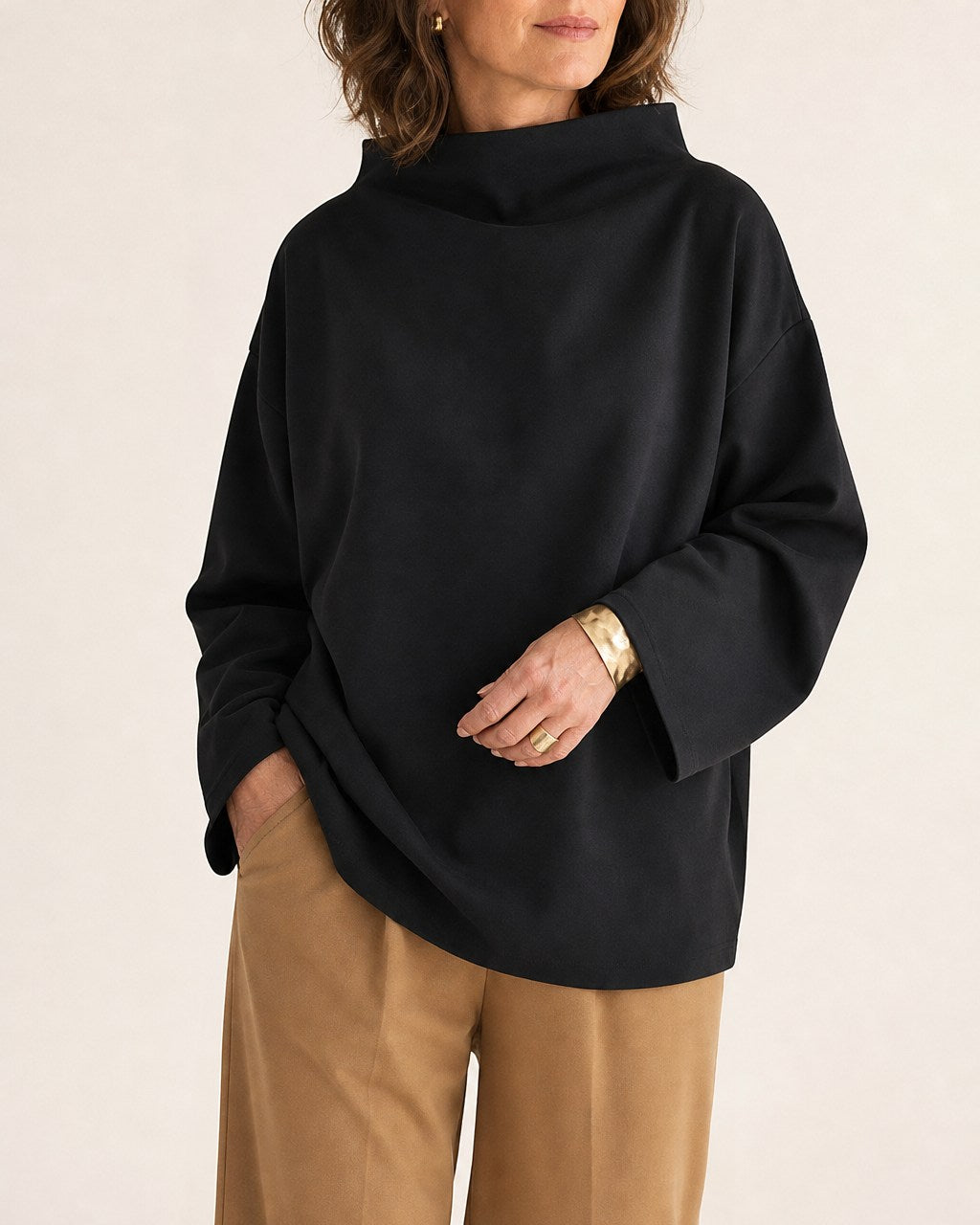 Victoria Relaxed Oversized Roll Neck Knit Top