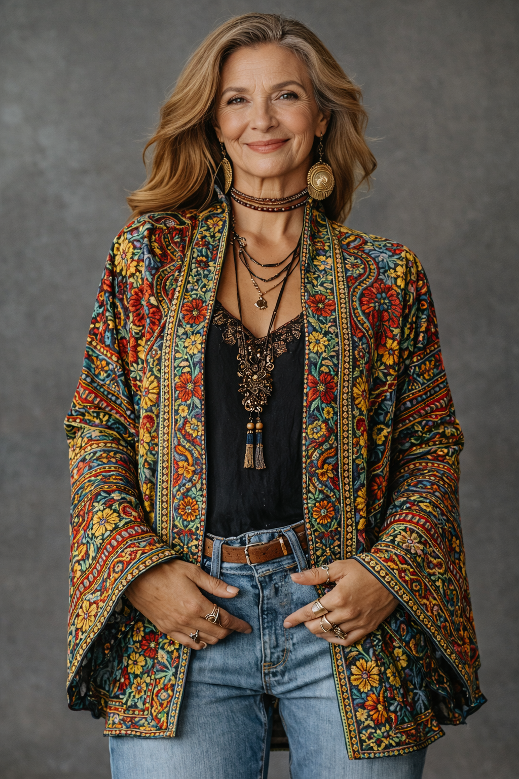 Grace Stylish Open Front Bohemian Cardigan for Women