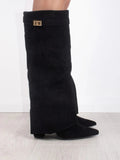 Courtney Elegant Suede Fold-Over Boots for Women