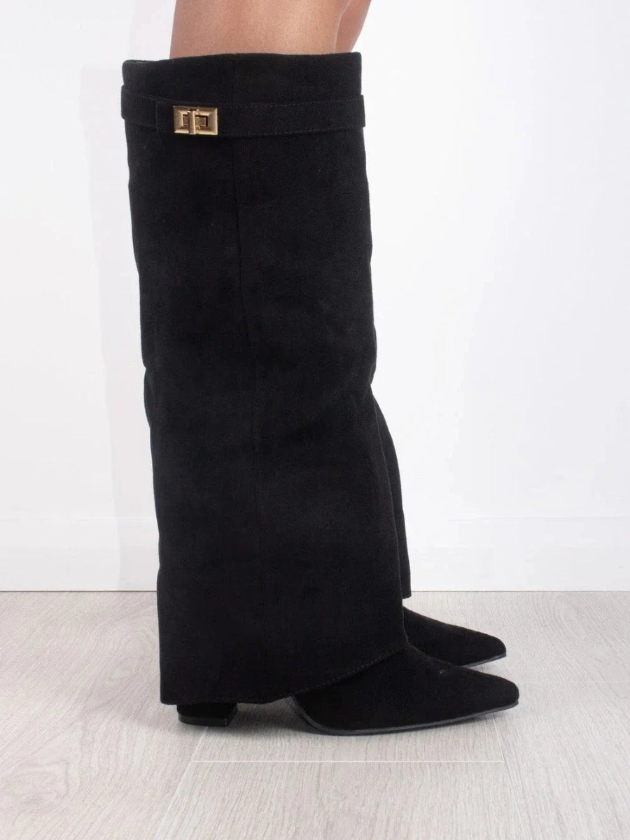 Courtney Elegant Suede Fold-Over Boots for Women